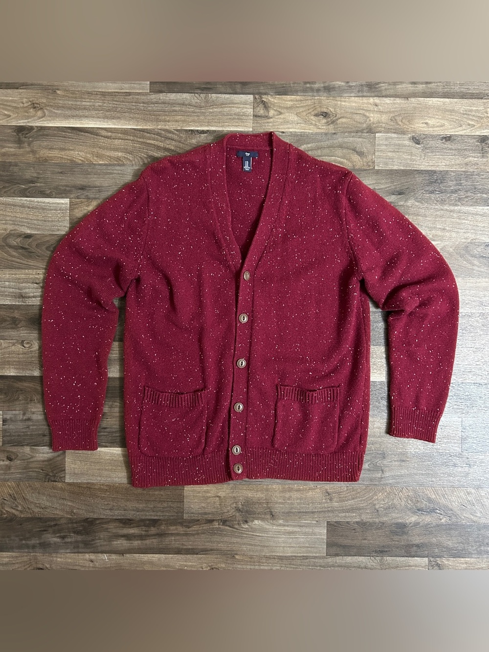 Gap XL Garnet Neppy Wool Blend Button Front Cardigan Sweater